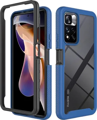 Produktbild von Redmi Note 11 Pro+ 5G Hülle, Hybrid Transparente Rückseite Robust TPU Bumper Rutschfest Stoßfest Ganzkörper Schutzhülle für Xiaomi Redmi Note 11 Pro+ 5G Dunkelblau