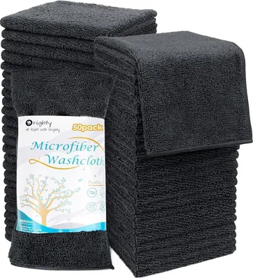 Produktbild von Orighty Mikrofaser-Waschlappen-Handtuch-Set, 30,5 x 30,5 cm, Schwarz