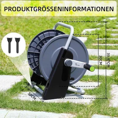 Produktbild von Gartenschlauchaufroller, Gartenschlauchwagen für maximal 50-200 Meter, 5/8 Zoll Gartenschlauch, Wandmontierter Wasseraufroller (aus grauem Kunststoff)