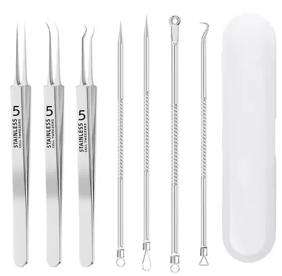 Produktbild von Akneentfernung Werkzeugset, Edelstahl, Ergonomisches Design, 7Stück