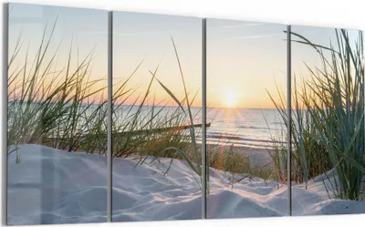 Produktbild von DEQORI Glasbild Echtglas 4x30x60 cm 'Ostsee Sonnenuntergang' Wandbilder XXL groß
