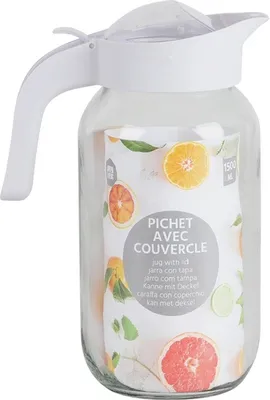 Produktbild von Glaskrug Pichet 1,5L mit Deckel und Ausgießsieb - weiß