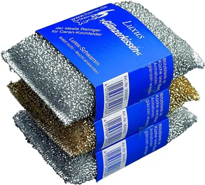 Produktbild von homiez 3er Set Glänzerkissen LUXUS Polyester Putzschwamm, Topfreiniger, Topfschwamm, 13 x 8 x 2,5 cm,  Germany!