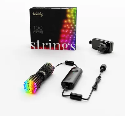 Imagen del producto de Cadena de luces Twinkly, 100 LEDs multicolores, para exteriores, 8 metros, color negro