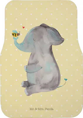 Produktbild von Mr. & Mrs. Panda Kfz Fußmatte Elefant Biene - Gelb Pastell - Geschenk, Auto Teppich, Automatte, Autoteppich, Liebe, Universal, Liebesspruch, Fahrzeugteppich, Tiere