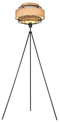 Produktbild von LED Stehlampe, Metall schwarz, Holzoptik, H 150 cm