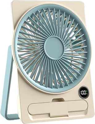 Productafbeelding van Draagbare Ventilator, 5,71x1,57x7,09 inch, 6 snelheden, LCD-display, USB-oplaadbaar, ideaal voor slaapkamers en kamperen