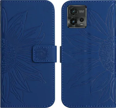 Produktbild von Mobigear Sunflower  Motorola Moto G72 Hülle Klapphülle Geldbörse - Dunkelblau