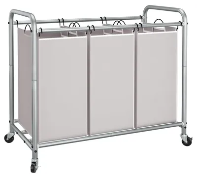 Obrázek produktu pro STORAGEMANIAC, třídič prádla se 3 přihrádkami a 3 kapsami, s robustními kolečky
