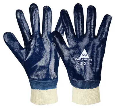 Produktbild von Hase Zwickau Lite Nitrilhandschuh aus Baumwolle Größe 9 12 Stk