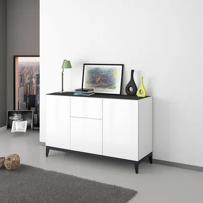 Image de Albatross - Buffet, 120x40x82 cm Blanc Brillant, 2 Étagères  Italy