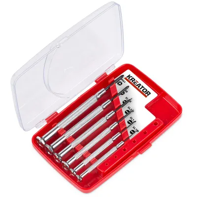 Produktbild von Kreator Schraubendreher-Set 6 teilig SL / PH Feinmechanikwerkzeug + Kunstoffbox - KRT411001