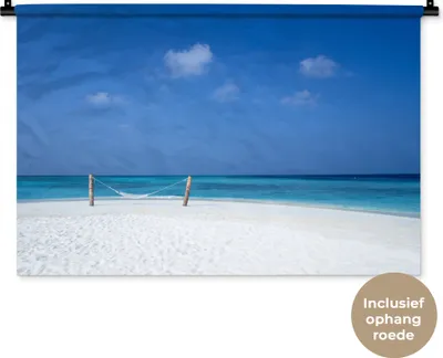 Produktbild von MuchoWow® Wandteppich Wandbehang Strand - Hängematte - Himmel 90x60 cm Tapisserie Dekoration Wandtuch - Wandskulpturen - Bildteppich