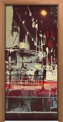 Produktbild von Türposter 90x200 cm Türaufkleber Türtapete Türfolie Klebefolie Architektur Nachtstadt modernen Straße