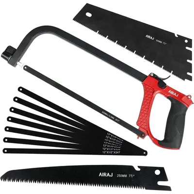 Image de Ensemble de scies à métaux comprenant 9 lames, une scie d'élagage de 250 mm, une scie à métaux de 300 mm, et une scie manuelle de 330 mm pour le métal, le bois, l'acier et le PVC