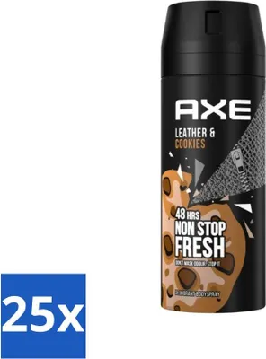 Image de Déodorant corporel Axe Cuir & Biscuits 150 ml - Pack économique - 25 pièces