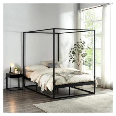 Produktbild von Himmelbett Kristianstad Metallbett 120 x 200 cm Doppelbett mit Lattenrost in Schwarz