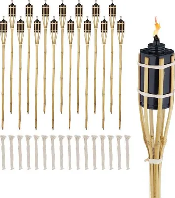 Image de Lot de 16 torches de jardin 90 cm