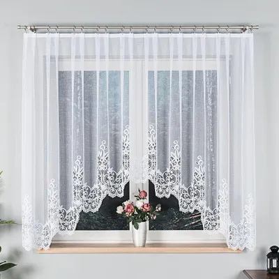 Zdjęcie produktu dla MARKIZETA Zasłona 300x160 Berenika biała wykończona żakardem 004304/FBL/001/300160/1