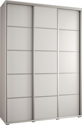 MEBLE KRYSPOL Cannes 4 Schrank mit 3 Schiebetüren - 205,2x170x45 cm - Weiß Weiß Silber