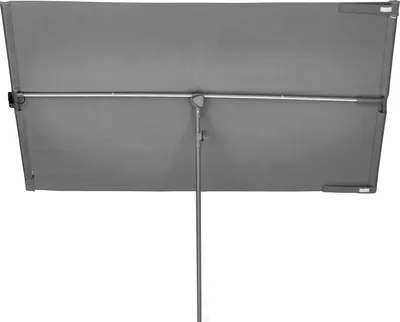 The underside of a rectangular patio umbrella is shown against a white background.