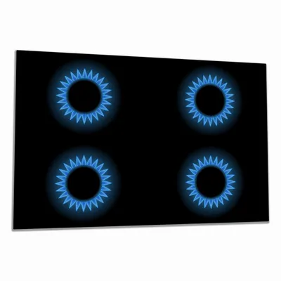 Produktbild von Wallario Herdabdeckplatte aus Glas, Größe 80 x 52 cm 1-teilig, Motiv Flammen - Gasherd bei Nacht
