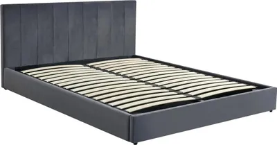 Zdjęcie produktu dla Łóżko KATARINA 160x200 szare z pojemnikiem na pościel
