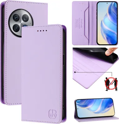 Produktbild von Lederhülle für OnePlus Ace 2 Pro Hülle Flip Brieftasche Kartenfächern Ständer Schutzhülle Violett