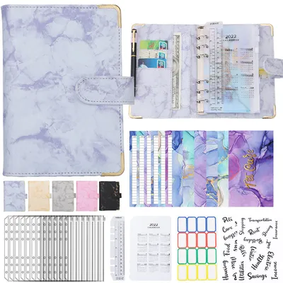 Obrázek produktu pro A6 Rozpočet Binder Planner Peníze obálkyPolyuretankožený zápisník Binder tašky světle modrá