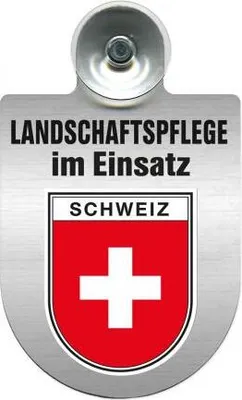 Produktbild von Einsatzschild mit Saugnapf - Landschaftspflege im Einsatz - incl. Regionenwappen 393823 Color - Region Schweiz