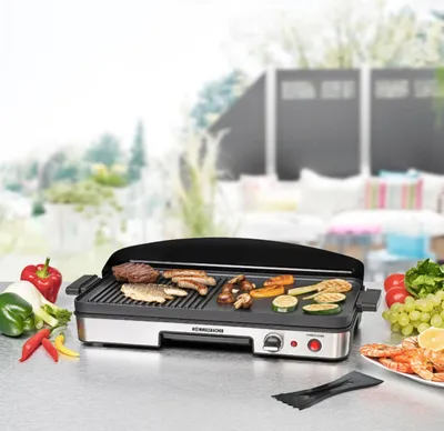 Obrázok produktu pre Rommelsbacher BBQ 2003, Čierna, Strieborná, Voľne stojaci, Nerezová oceľ, 2 zone(s), Hliník, 500 x 250 mm