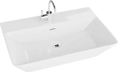 Produktbild von LAVITA Aufsatzwaschtisch Cabrera Grande| Aufsatzwaschbecken Rechteckig | Waschbecken mit Überlauf und Hahnloch | Aus hochwertigem Porzellan | Waschtisch | 60x42,5x13,5 cm | Weiß Glanz