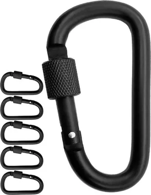 Image de Lot de 5 crochets de fixation en aluminium pour équipement - 8 cm - noir