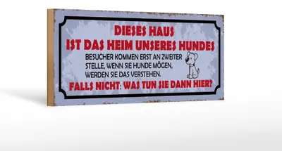 Produktbild von Holzschild Spruch 27x10cm dieses Haus Heim unseres Hundes