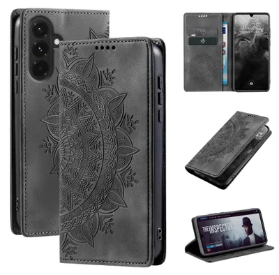 Produktbild von Mandala Handyhülle für Samsung Galaxy A18 / A18 5G RFID Schutz Klapphülle Case Cover Design Schutzhülle Farbe: Schwarz