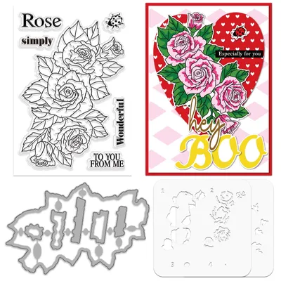 Rosen-Stempel- & Stanzen-Set, 3-teilig, DIY-Karten, Scrapbooking