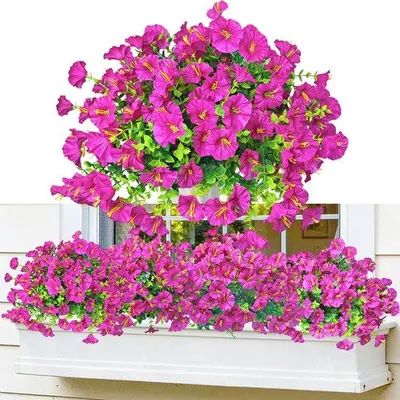 Immagine prodotto di Unyqoos®: Set di 8 fiori artificiali resistenti ai raggi UV, ideali per l'esterno. Sono resistenti alle intemperie, non richiedono manutenzione, hanno un aspetto e colori naturali, e sono perfetti per balconi, terrazze e giardini