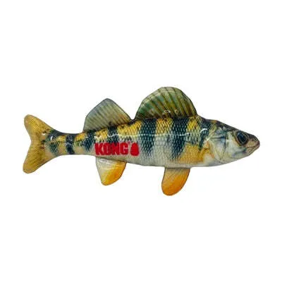 A stuffed toy fish with the brand name 'KONG' visible on its side.