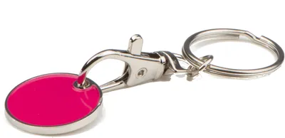 Produktbild von 10x Metall Schlüsselanhänger mit Einkaufschip / Farbe: pink