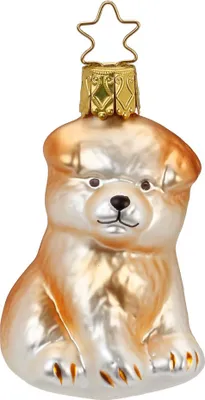 Produktbild von Christbaumschmuck Hund Chow Chow Glas 7cm beige / orange, 1 Stück