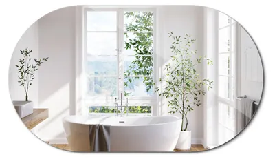 Produktbild von Ovaler Wandspiegel Ohne Rahmen – Modernes Design Für Bad Und Wohnzimmer – 46 x 80 cm