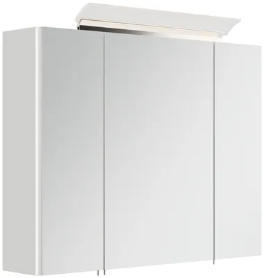Produktbild von Spiegelschrank 80cm inkl. Design LED-Lampe und Glasböden weiss hochglanz