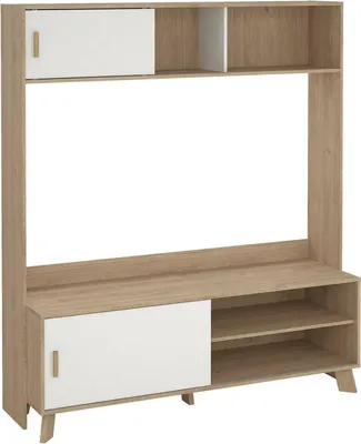 Image de Nicosie - Meuble TV, 159x48x181h cm Chêne Marron, 4 Étagères