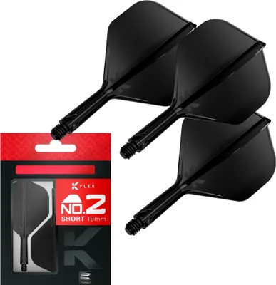 Produktbild von Target Darts K Flex Dartflights und -schäfte, No.2 - Kurz (19mm), Schwarz