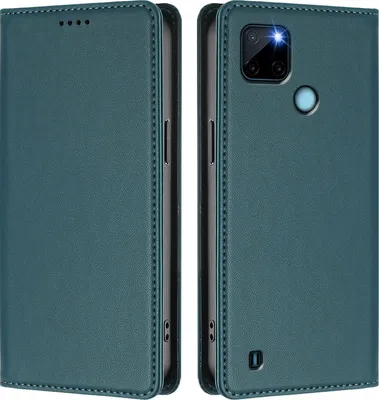 Immagine prodotto di Custodia in pelle per Realme C21Y, custodia a libro magnetica in Finto cuoio con supporto, verde