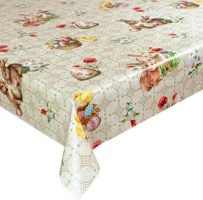 Obrázok produktu pre Voskované plátna Veľkonočný obrus Voskované plátno Záhradný obrus Umývateľný Zajačik WL 01747-01 200x140 cm