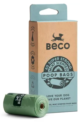 Produktbild von Beco Kotbeutel, 60 Beutel, Minzduft, Spenderkompatible Hundekotbeutel