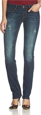 Produktbild von edc by ESPRIT Damen Jeans Normaler Bund 113CC1B035 Five Slim, Gr. 26/32, Blau (939 DARK STONE DENIM)