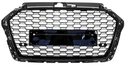 Zdjęcie produktu dla Grill przedni bez emblematu do AUDI A3 8V (model po liftingu) 2017-2018, styl RS3, czarny, połysk.