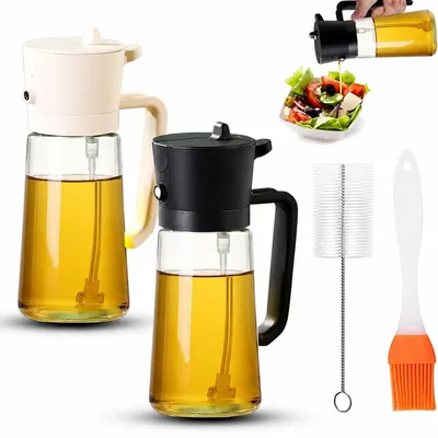 Productafbeelding van Olievernevelaar 2-in-1 - 470 ml inhoud - Geschikt voor heteluchtfriteuses, grillen, koken, salades en bakken - 2 stuks
